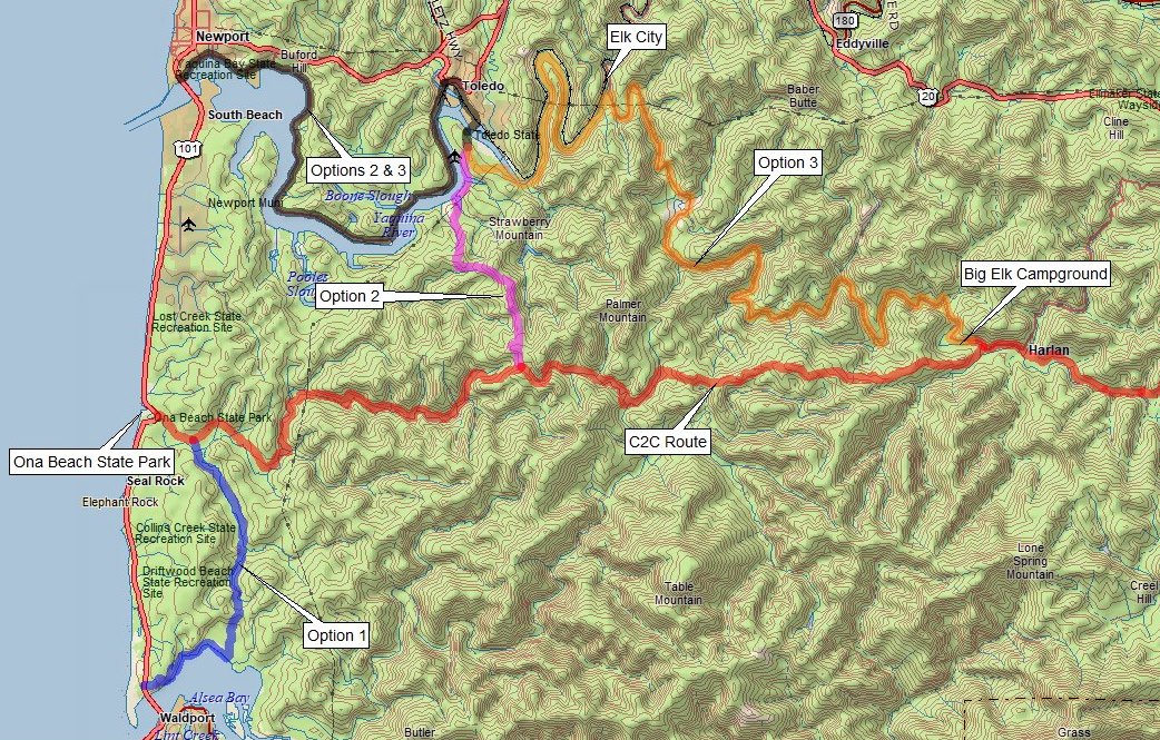Corvallis to the Sea Bicycle Route Map